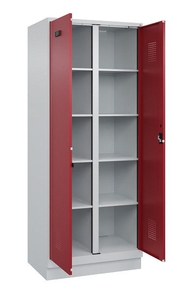 C+P Wäsche-Spind Evolo PLUS, mit Sockel, 2 Abteile, 1950x800x500mm, 7035/3003, Verschluss Zylinderschloss, 049022-22B S10031