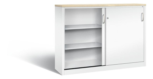 C+P Sideboard mit Schiebetüren Acurado, H1200xB1600xT400mm, Farbe: Verkehrsweiß, Bügelgriff, 3 OH, 2147-1200 S10423