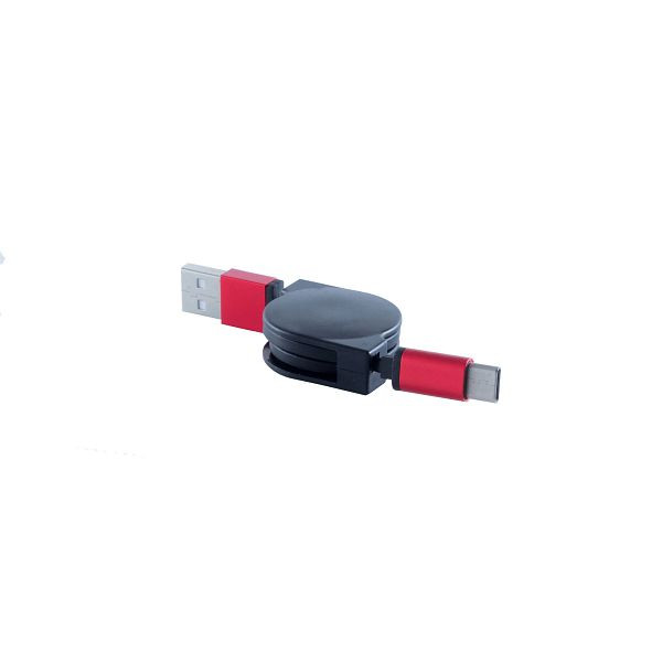 shiverpeaks BASIC-S, USB Ladekabel, USB-A-Stecker auf USB Typ C Stecker, ausziehbar, rot, 0,8m, BS14-50156