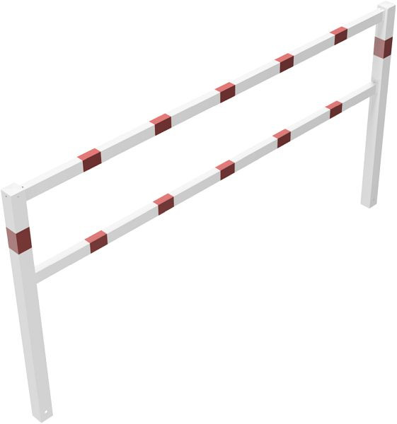 Schake Wegesperren feststehend, geschweißt mit Ober- und Knieholm, feuerverzinkt und weiß beschichtet, Gesamtbreite: 2500 mm, 4016_25B