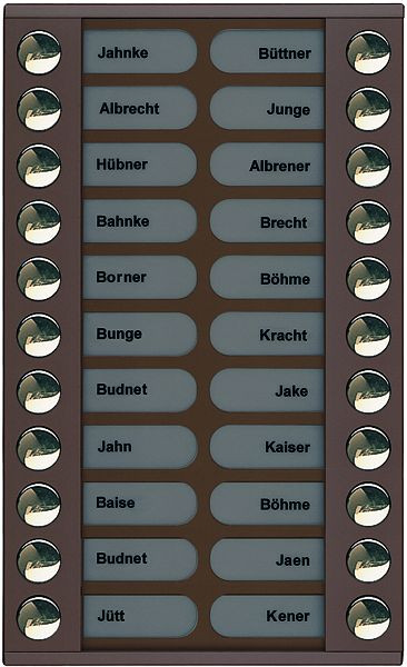 TCS Klingeltastenerweiterung für Audio Außenstation Serie PES/AVE 22 Klingeltasten (rechts-/linksbündig), AP bronze, PET22-EB/04