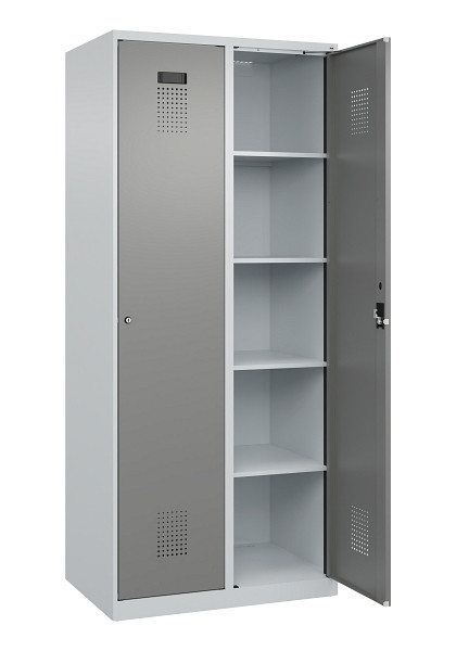 C+P Wäsche-Spind Evolo PLUS, 2 Abteile, 1850x800x500mm, 7035/0004, Verschluss Zylinderschloss, Ablageböden 8, 049000-22B S10041