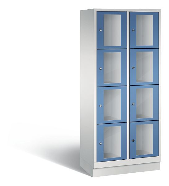 C+P Schließfachschrank Classic, 8 Fächer, H1800xB810xT500 mm, Grau/Fernblau, 8020A224 S10030