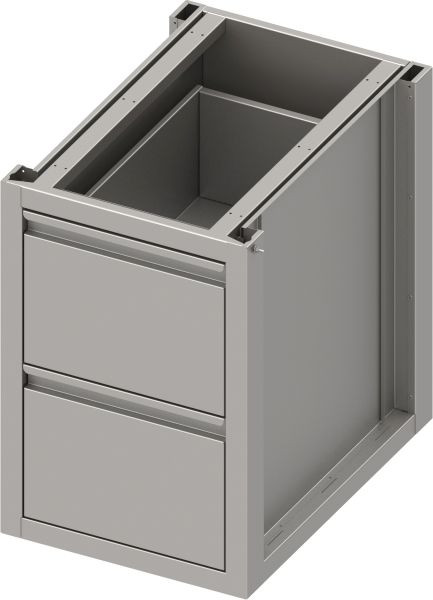 Stalgast Edelstahl Unterschrank Boxversion 2.0 mit zwei Schubladen, Sockelbau 450x640x660 mm, BX45654F
