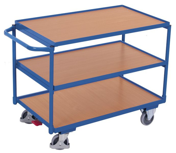 VARIOfit Tischwagen mit 3 Ladeflächen, Außenmaße: 1.175 x 625 x 850 mm, RAL 5010 enzianblau, sw-600.601