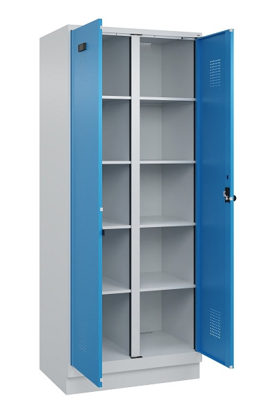 C+P Wäsche-Spind Evolo PLUS, mit Sockel, 2 Abteile, 1950x800x500mm, 7035/5012, Verschluss Drehriegel, 049022-22B S10007