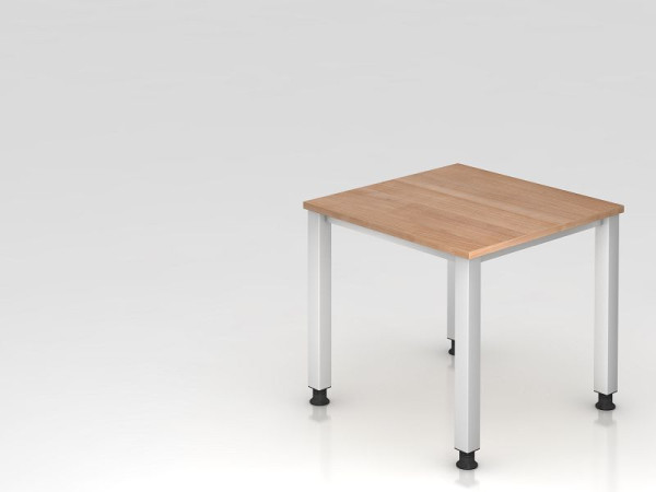 Hammerbacher Schreibtisch 4-Fuß eckig 80x80cm Nussbaum, Rechteckform, VQS08/N/S