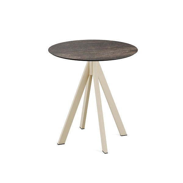 Feros Infinity Terrassentisch Sand gestell + Riverwashed Wood HPL Ø70 cm, 120031470