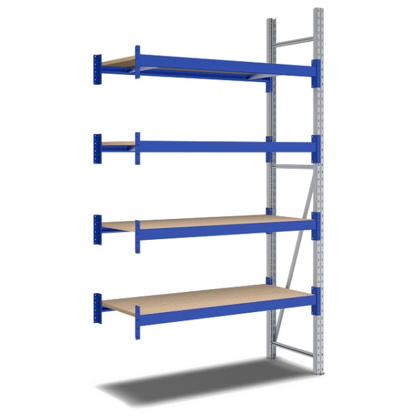 BITO Weitspannregal Set /F2 2500x600x1350 Anbaufeld 4 Ebenen Spanplatte RAL5010 U, C0350-0028