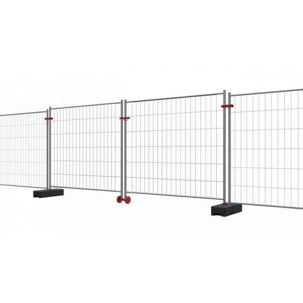 Schake Bauzauntorsystem SET, 2x Mobil-Bauzäune "Profi", 2x Gummi-Laufrollen, 2x Bauzaunscharniere, 2x Drehtor-Laufring, 1x Bauzaunschloss, 3B2023TOR-SET