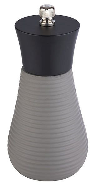 APS Salzmühle -ELEMENT-, Ø 7,5 cm, Höhe: 15,5 cm, Beton, Holz, Farbe: grau / schwarz, Mahlwerk aus Edelstahl, 40558