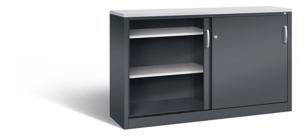 C+P Sideboard mit Schiebetüren Acurado, H1000xB1600xT400mm, Farbe: Schwarzgrau, Bügelgriff, 2146-00 S10155