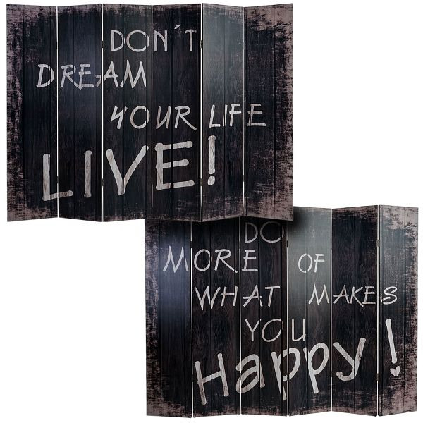 Mendler Foto-Paravent Vintage, Paravent Raumteiler Trennwand, 180x240cm, Spruch, 43005