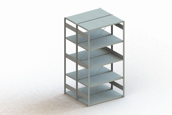 Meta Steckregal Meta CLIP 150 S3 Grundfeld doppelseitig, Höhe: 2500mm, Länge: 1300mm, Tiefe: 2 x 600mm, Bodenanzahl: 2 x 5, RAL 7035 lichtgrau, 9900004495