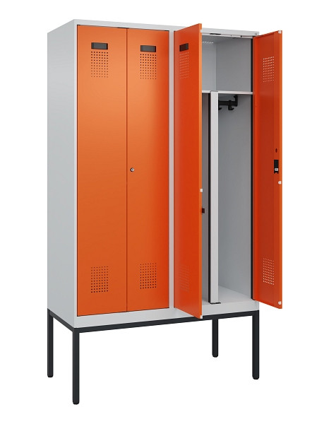 C+P PSA Doppel-Spind Evolo PLUS, Gestell, 4 Abteile, 2120x1200x500mm, 7035/2004, Zylinderschloss, 0490327-40P S10029