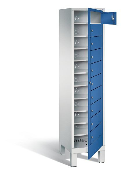 C+P Wäsche-Sammelschrank Evolo, H1850xB420xT500mm, Farbe: Lichtgrau / Enzianblau, 48060-110 S10009