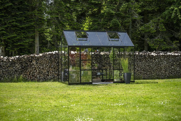 Halls Gewächshaus ICON Planthouse 6, 7.3 m² Schwarz mit 3 mm Sicherheitsglas, HR01223
