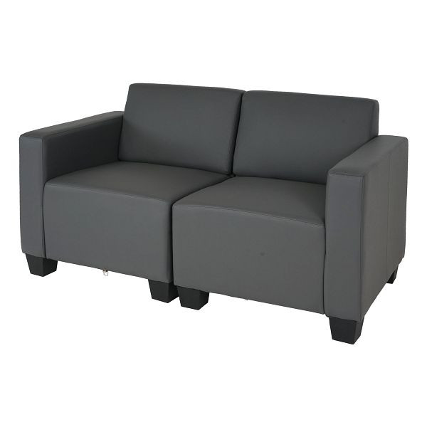 Mendler Modular 2-Sitzer Sofa Couch Lyon, Kunstleder, dunkelgrau, 75184+75185