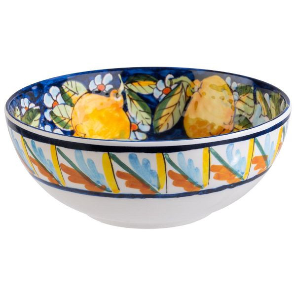 APS Schale "MEDITERRANEAN", Ø 20,5 cm, Höhe 8 cm, 1,2 Liter, Melamin, weiß-Dekor, 85291