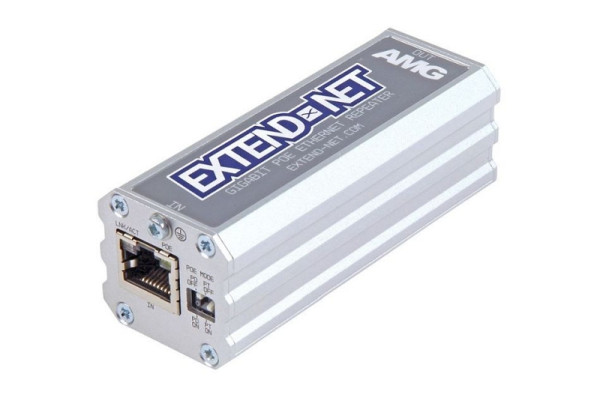 AMG Systems Industrieller PoE Ethernet Repeater 1x 10/100/1000Base-T(x) RJ45 In und Out Port, 100m Reichweite, 802.3at/bt 30/60/90W PoE, AMG140A-1GR