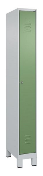 C+P Umkleidespind Classic PLUS, Füße, 1950x250x500mm, 7035/6011, Zylinderschloss, 080010-19 S10021