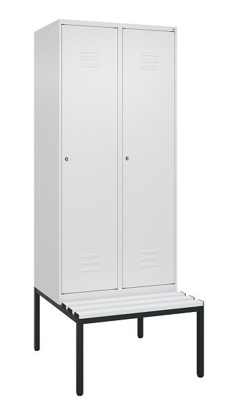 C+P Umkleidespind Classic PLUS mit Mitteltrennwand, 2 Abteile, 2120x800x815mm, 9016/9016, Zylinderschlösser, 0800507-22F S10029