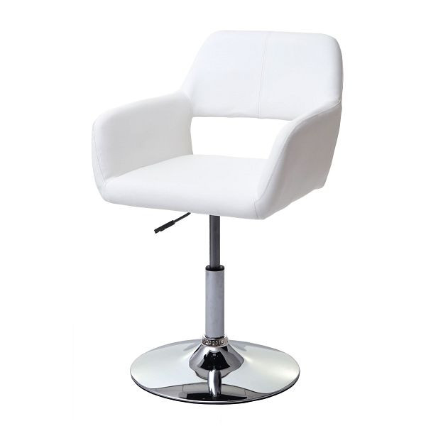 Mendler Esszimmerstuhl HWC-A50 III, Stuhl Küchenstuhl, Retro 50er Jahre, Kunstleder, weiß, Chromfuß, 63932