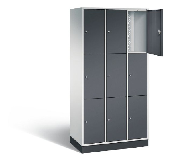 C+P Schließfachschrank Intro, H1950xB920xT490mm, Farbe: Lichtgrau / Schwarzgrau, 8370-301 S10049
