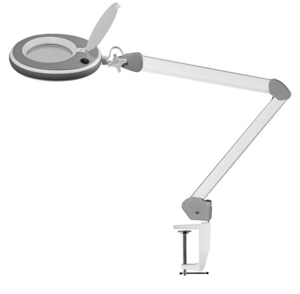 Lumeno LED Lupenleuchte 8513GR, 152 mm Echtglaslinse 3 Dioptrien, dimmbar, grau, 8513GR