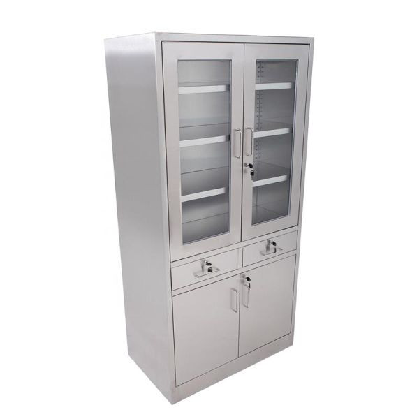 ALLPAX Edelstahlschrank, Oberschrank mit Glastüren, 2 Einlegeböden, 10023024;9137, 4065687009001