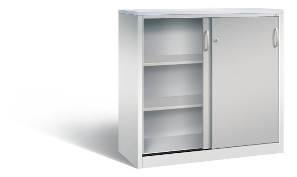 C+P Sideboard mit Schiebetüren Acurado, H1200xB1200xT500mm, Farbe: Lichtgrau / Weißaluminium, Bügelgriff, 3 OH, 2057-1200 S10288