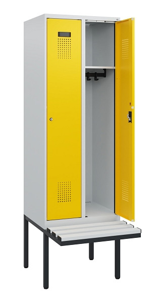 C+P Spind Evolo PLUS, 2 Abteile, 1950x600x815mm, 7035/1023, Zylinderschloss, Material Sitzfläche Kunststoff, 0490405-20 S10082