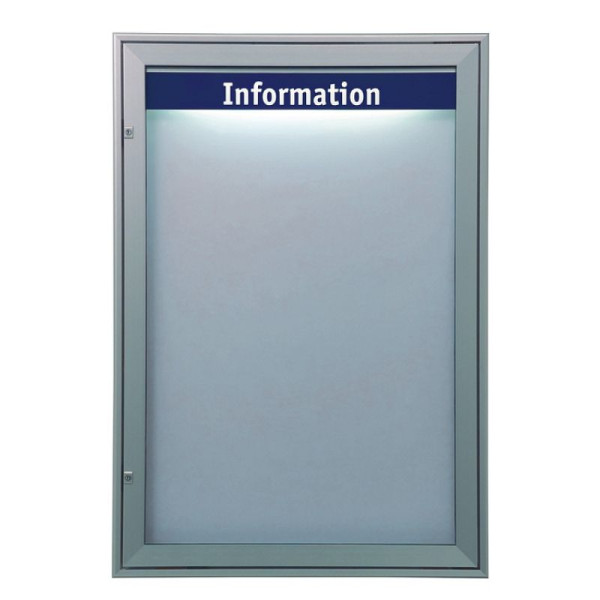 Stein HGS Schaukasten -Infomedia M- mit Sicherheitsschloss, Scriptblech, weiß, silber eloxiert, 80mm/40mm, Maße (BxH): 750 x 1090 mm, 21419-010101