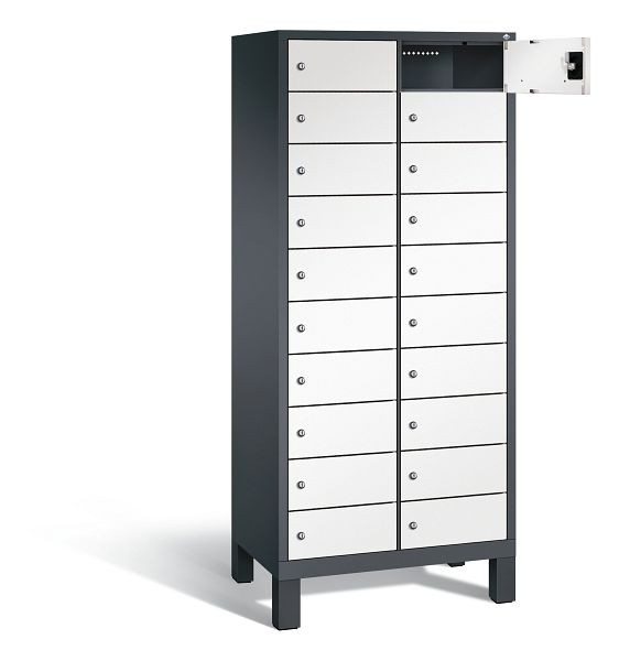 C+P Schließfachschrank Evolo, H1700xB810xT500mm, Farbe: Schwarzgrau / Verkehrsweiß, 48010-2210 S10051