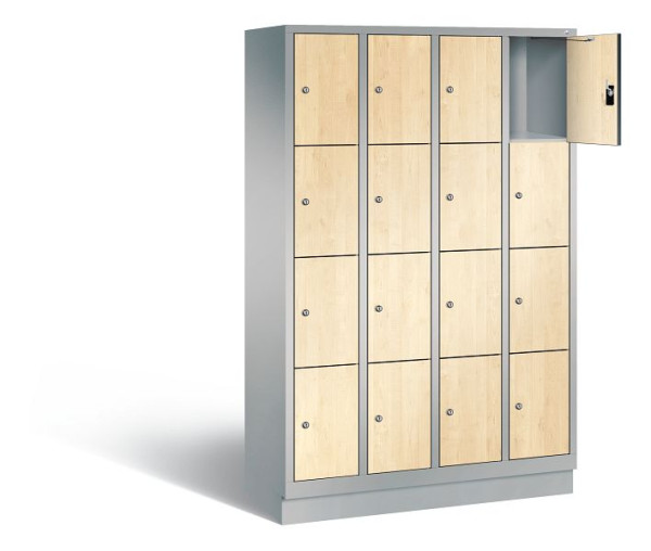 C+P Schließfachschrank Evolo, H1800xB1190xT500mm, Farbe: Weißaluminium / Dekor Donau-Ahorn, 48020-404 S10287