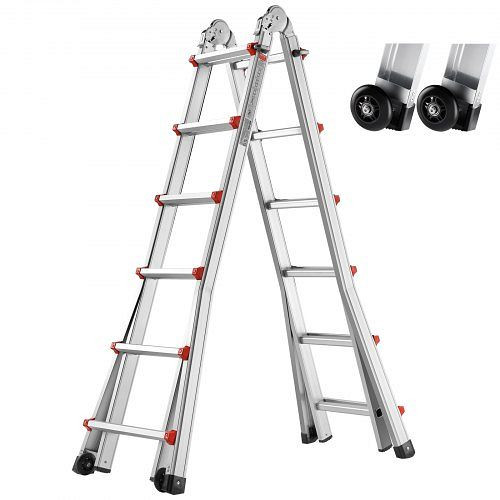 VEVOR Teleskopleiter A-Rahmen, 6230 mm Aluminium, Mehrzweck-, Steh-, Anlege-, Klappleiter, 150 kg Tragkraft, DGNAZXYST62MS3QAVV0