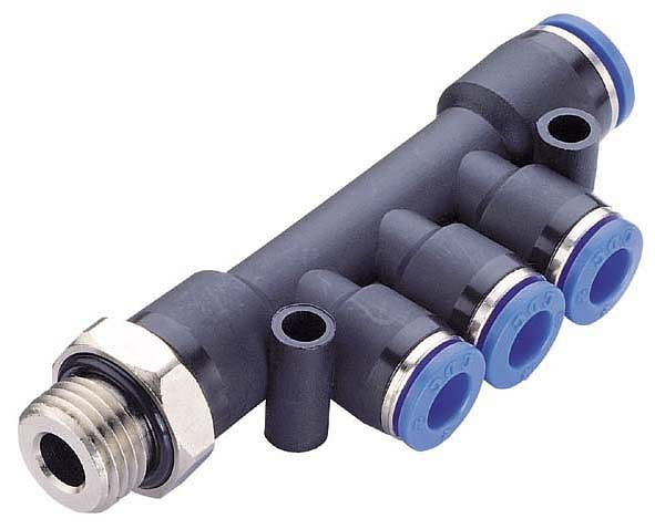 timmer B-VTE-1x8-3x4-1/4-KU, Verteiler-Steckanschluss-einschraubbar, Schlauch-Ø: 8 mm, Schlauch-Ø: 4 mm, Gewinde: 1/4", VE: 5 Stück, 03180201