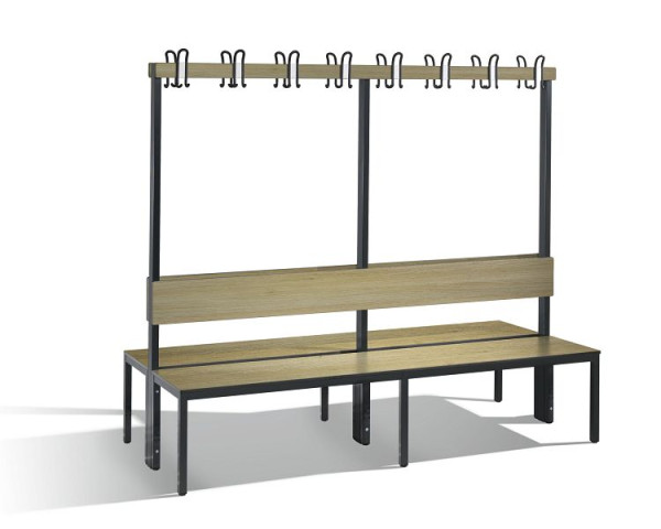 C+P Doppelseitige Garderobenbank mit Rückenlehne, Basic Plus, H1650xB1960xT760mm, 8062-200 S10004