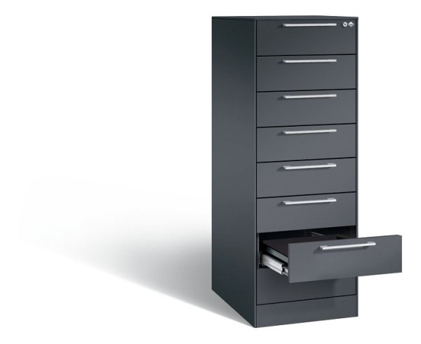 C+P Karteischrank Asisto, H1310xB440xT600mm, Farbe: Schwarzgrau, Bügelgriff, 146225-822 S10004