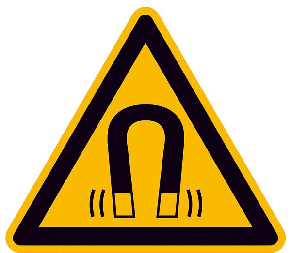 SafetyMarking Warnschild, Warnung vor magnetischem Feld, Länge 5 cm, Folie, selbstklebend, VE: 10 Stück/Bogen, 30.A8160