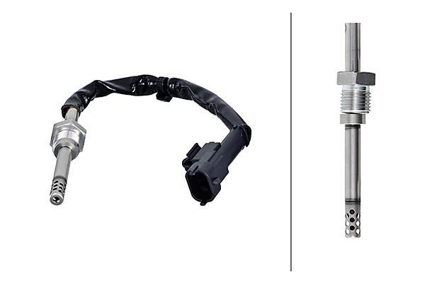 HELLA Sensor, Abgastemperatur - 2-polig - geschraubt - Kabel: 150mm, 6PT 010 376-451