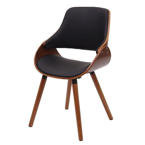 Mendler Esszimmerstuhl HWC-D23, Küchenstuhl Stuhl, Retro-Design, Kunstleder schwarz, 62564
