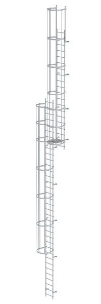 Munk Günzburger Steigtechnik Mehrzügige Steigleiter mit Rückenschutz (Bau) Aluminium eloxiert 14,64m, 500145