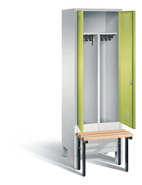 C+P Schwarz-Weiss-Spind Evolo, H1850xB610xT815mm, Farbe: Lichtgrau / Viridingrün, 48032-20 S10099