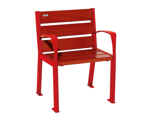Procity Stuhl Silaos 6 Holzlatten, Mit Armlehne, Holz & Stahl, Mahagoni/RAL 3020, 209610.3020.ACAJ