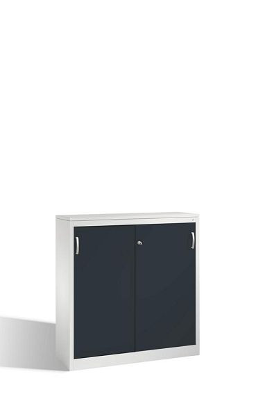 C+P Sideboard mit Schiebetüren Acurado, H1200xB1200xT400mm, Farbe: Lichtgrau / Schwarzgrau, Bügelgriff, 3 OH, 2047-1200 S10100