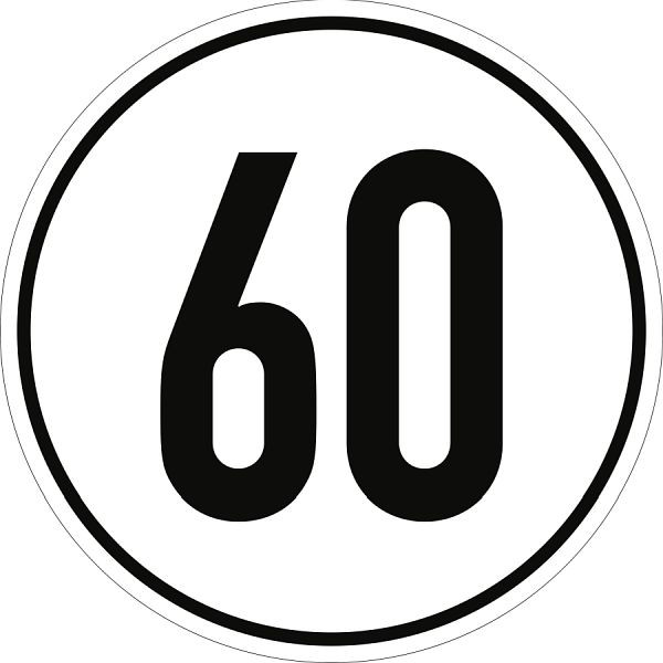 Moedel Geschwindigkeitsschild, 60 km/h, Aluminium, Ø 200 mm, 54269