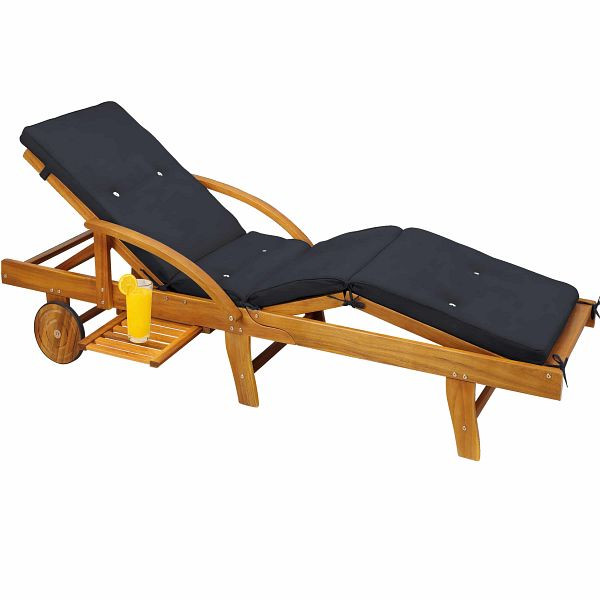 casaria Gartenliege Tami Sun® Akazie inkl Auflage Anthrazit, 993226