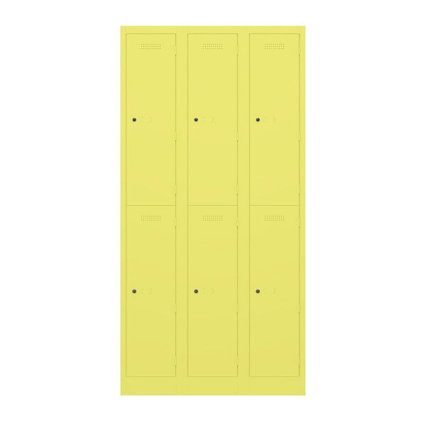 Bisley Garderobenschrank Primary Locker, 3 Abteile mit je 2 Fächern übereinander, 641 zinkgelb, PL3050T2641