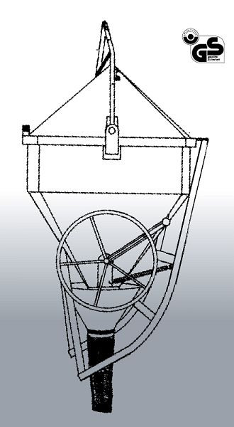 Eichinger Betonsilo 1038H.3, 250l, Bügel/Traverse, Handrad, Auslauf Ø 150 mm, liegende Form, 10380301360000